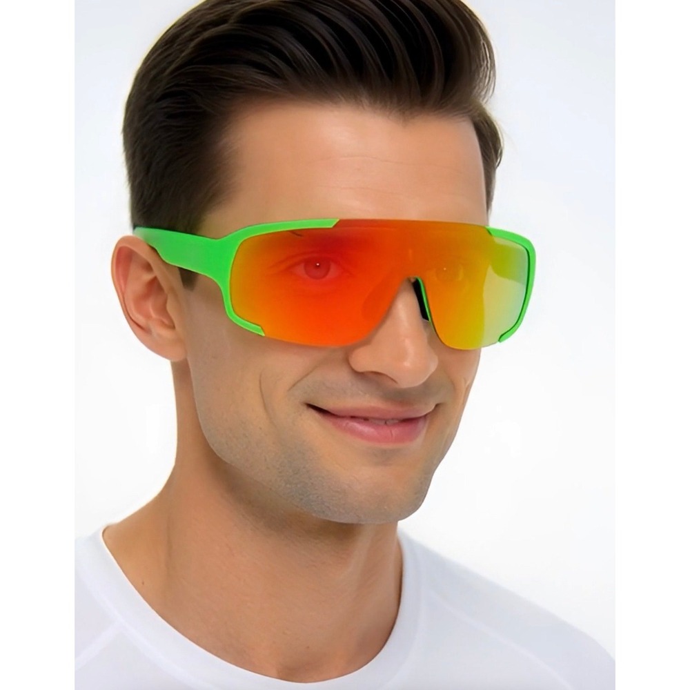 Shield Sunglasses Sport Cycling Running UV Protection Neon Green Driving Outdoor